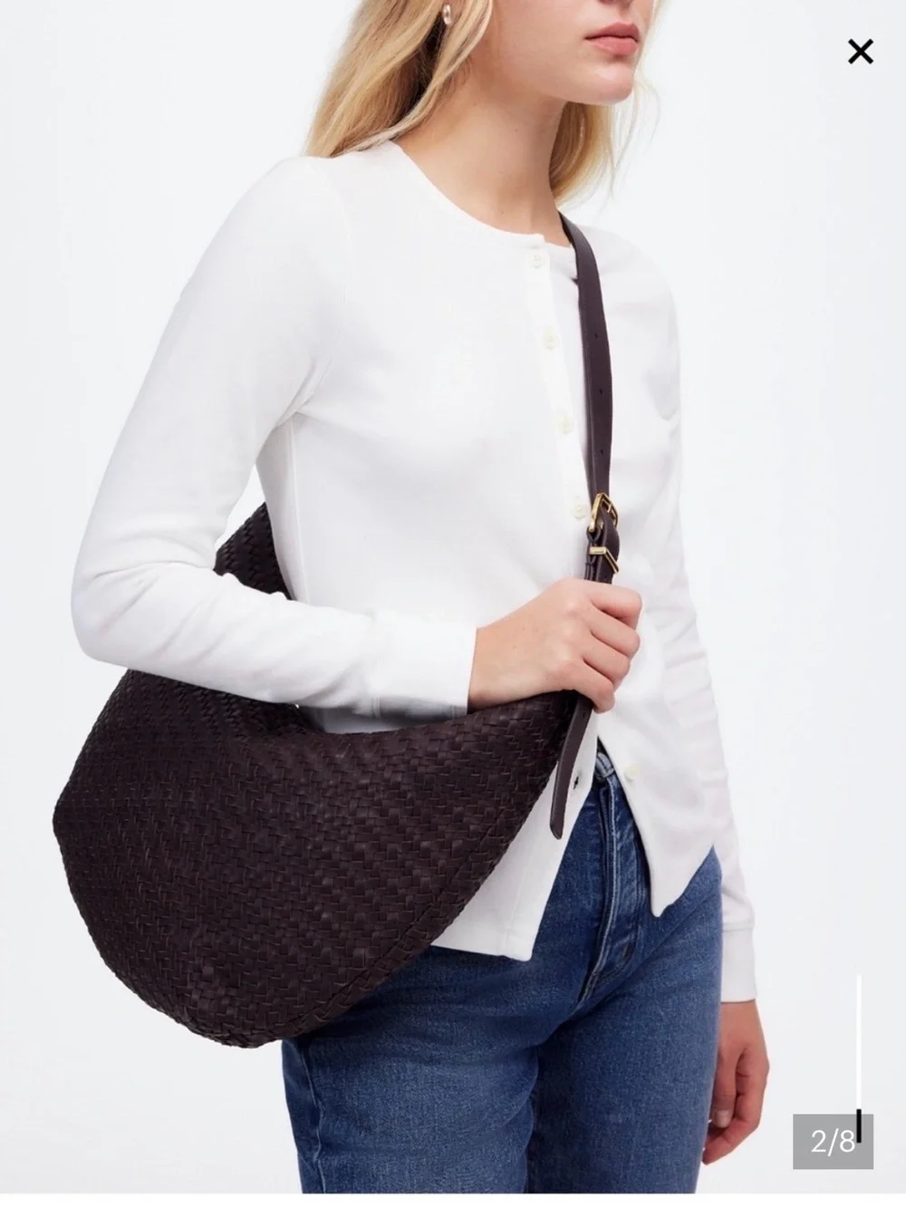 Madewell Leather woven Essentials Bag in Dark Brown